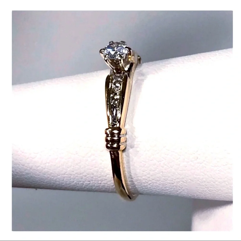14KT SOLID YELLOW GOLD .25 CARAT TOTAL WEIGHT 6 PRONG SET DIAMOND ACCENT BEAUTY - Picture 3 of 12